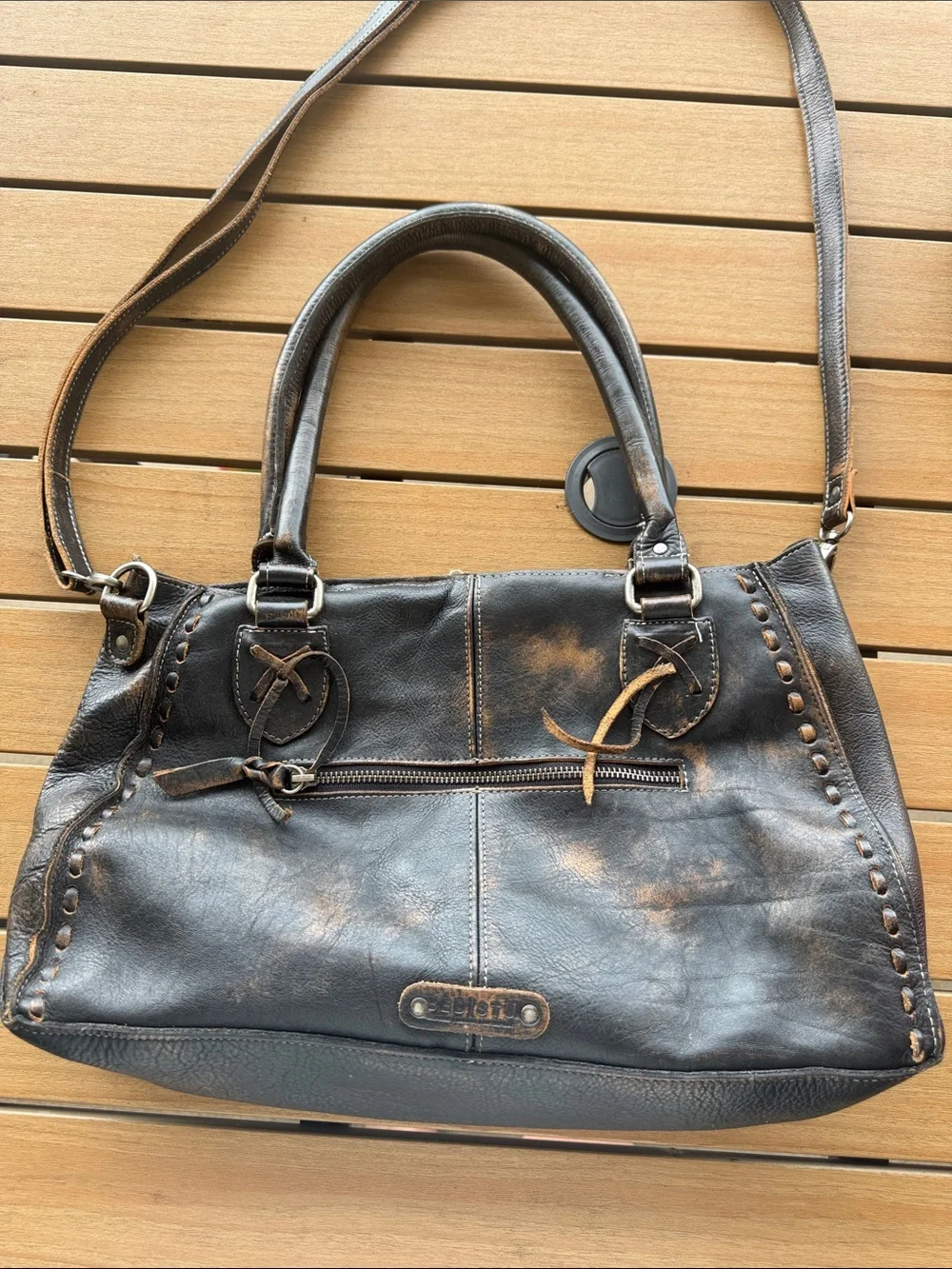 💫BedStu Rockababy Hand Washed Leather Two Way Satchel Bag New Condition 💫 - Picture 6 of 10